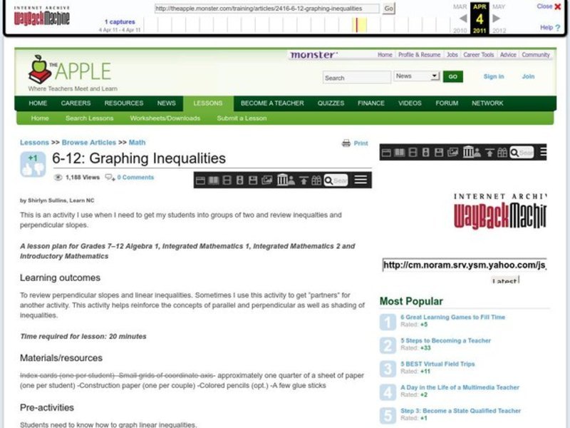 Graphing Inequalities Lesson Plan