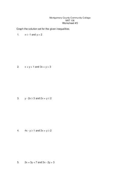 Graphing Linear Inequalities Worksheet