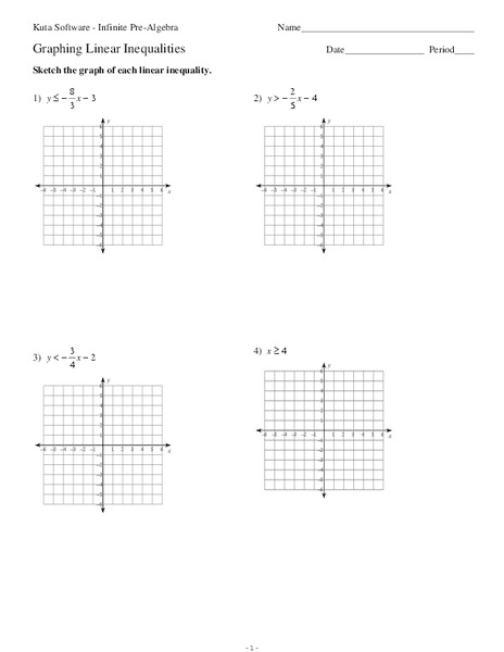 Graphing Linear Inequalities Worksheet