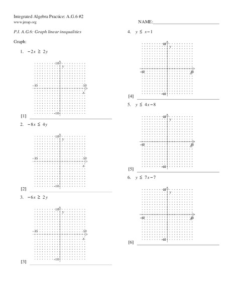 Graphing Linear Inequalities Worksheet