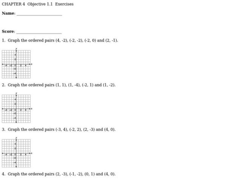 Graphing Ordered Pairs Worksheet