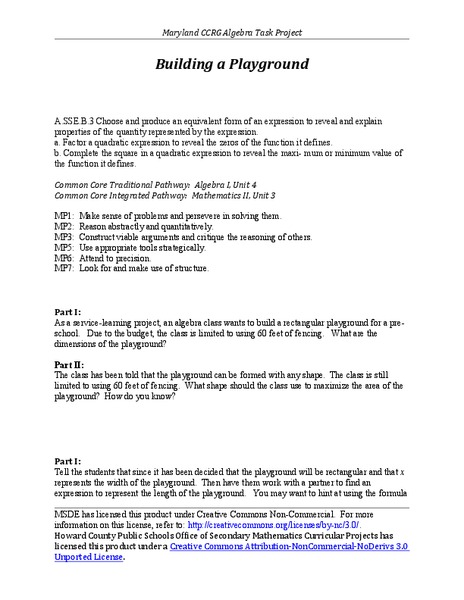 Building a Playground Activity