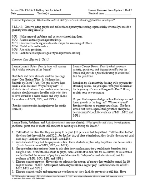 Getting Paid for School Lesson Plan