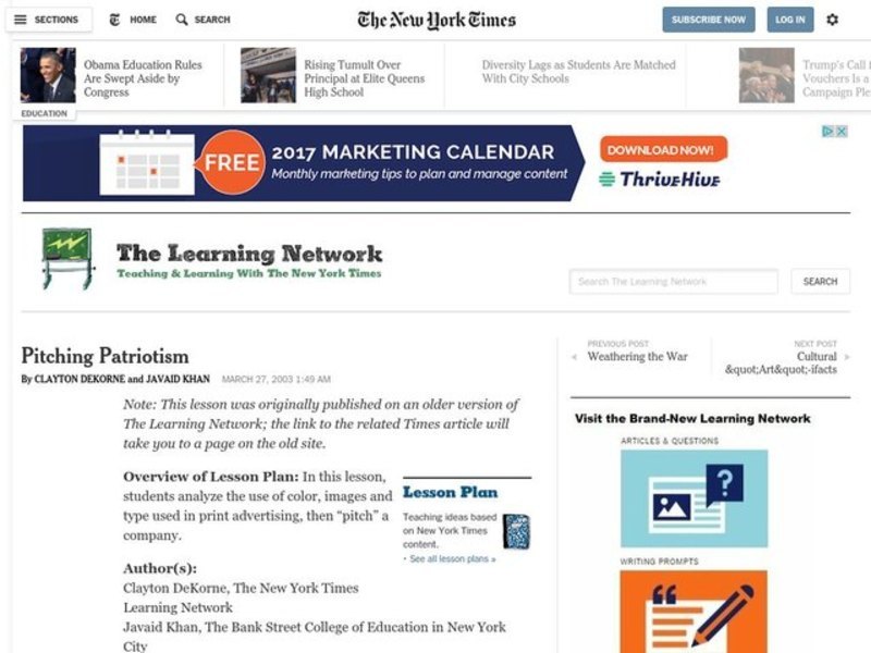 Pitching Patriotism Lesson Plan