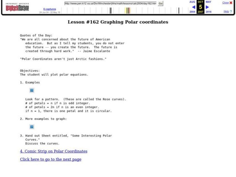Graphing Polar Coordinates Lesson Plan
