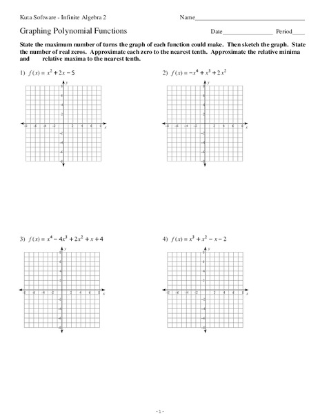 Graphing Polynomial Functions Worksheet