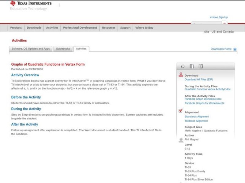 Graphing Quadratic Functions Lesson Plan