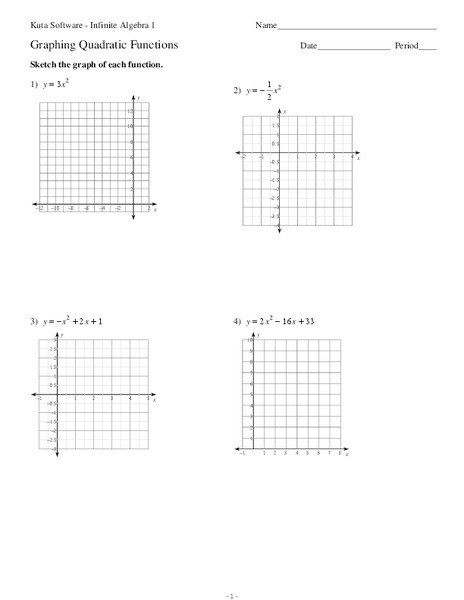 Graphing Quadratic Functions Worksheet