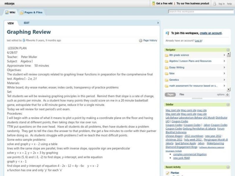Graphing Review Lesson Plan