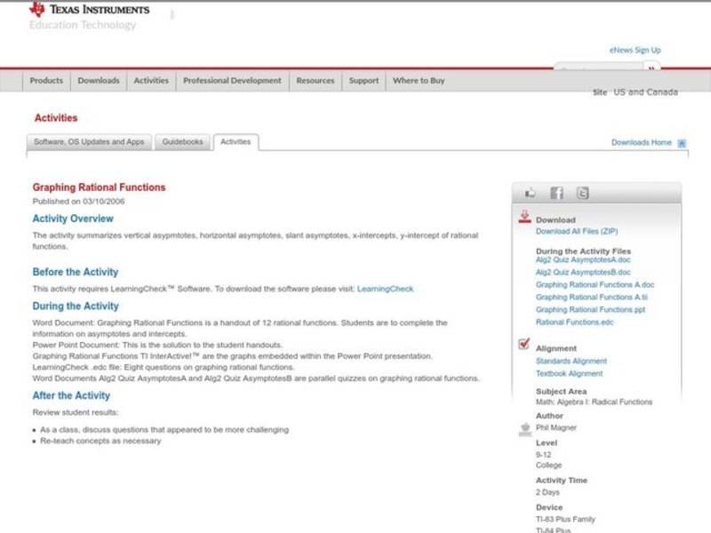 Graphing Rational Functions Lesson Plan