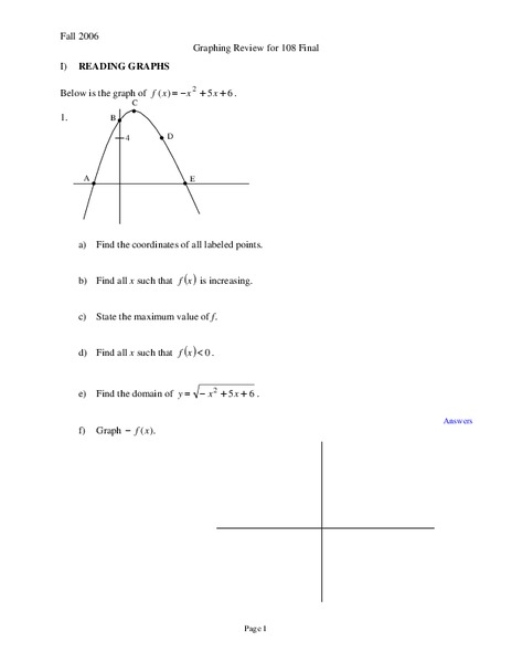 Graphing Review Worksheet