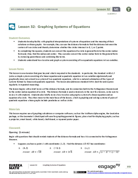 Graphing Systems of Equations Lesson Plan
