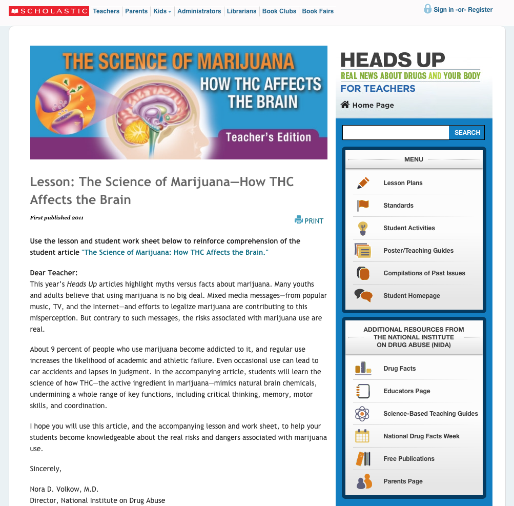 The Science of Marijuana—How THC Affects the Brain Lesson Plan