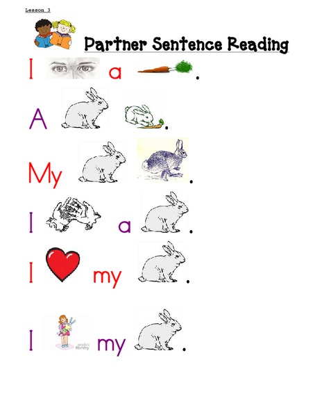 Partner Sentence Reading Practice Worksheet