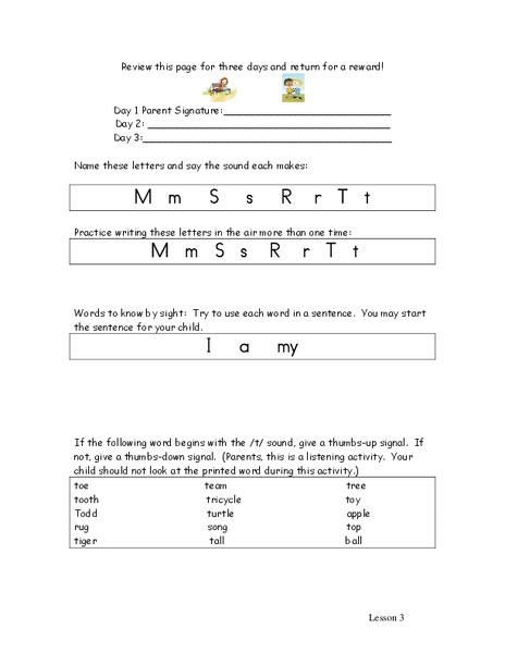 Review words and letters Worksheet