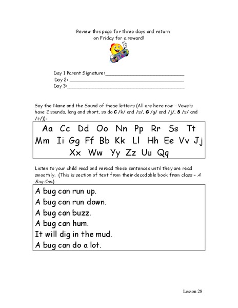 Review Letters and Words: 28 Worksheet