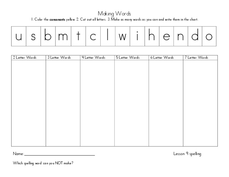 Making Words #6 Worksheet