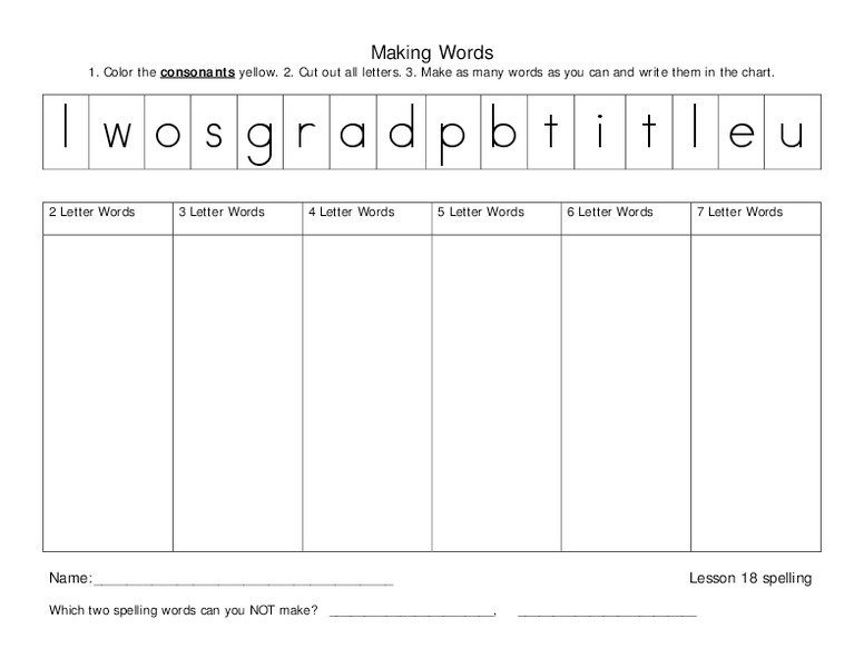Making Words #10 Worksheet