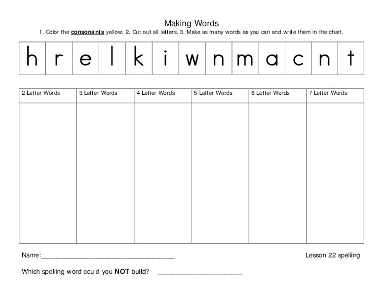 Making Words-2 Worksheet