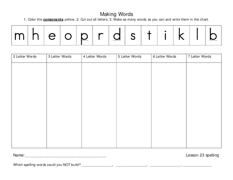 Making Words #4 Worksheet