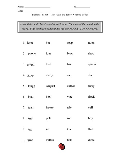 Mr. Putter and Tabby Write the Book - phonics Worksheet