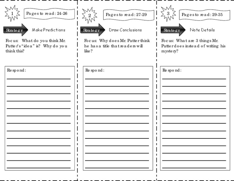 Mr. Putter and Tabby Write the Book: Comprehension Skills Worksheet