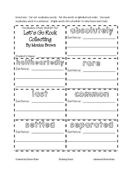 Let's Go Rock Collecting Worksheet