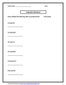 Proportion Problems Worksheet