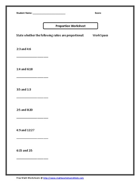 Proportion Problems Worksheet