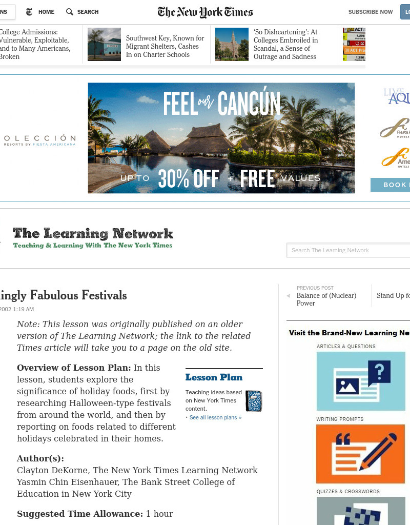 Frighteningly Fabulous Festivals Lesson Plan