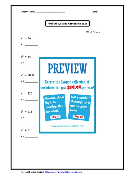 Missing Composite Base Worksheet