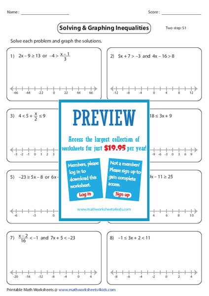 Solve and Graph Compound Inequalities Worksheet