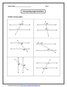 Corresponding Angles Worksheet Worksheet