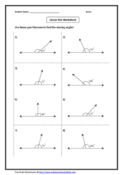 Linear Pair Worksheet Worksheet