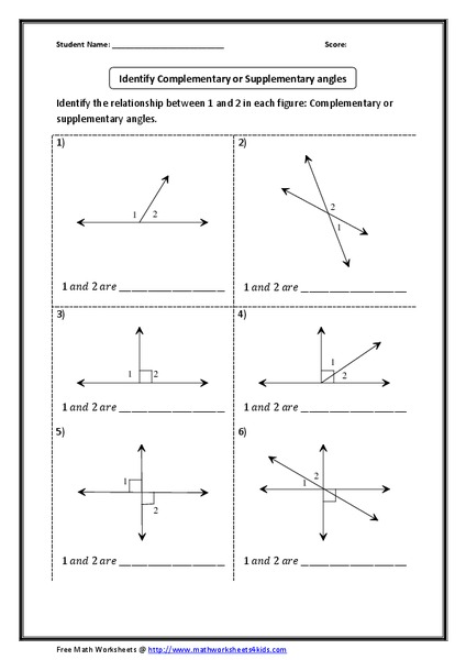 Relationship of Angles Worksheet