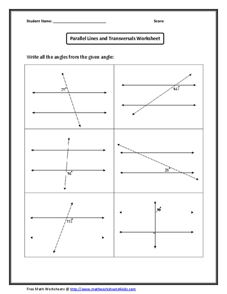 Parallel Lines and Transversals Worksheet Worksheet