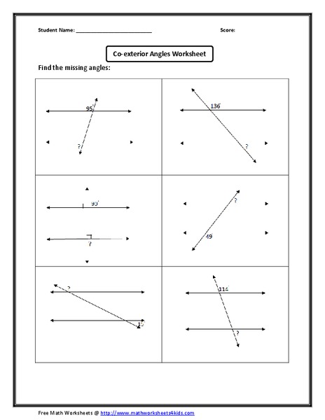Co-exterior Angles Worksheet Worksheet