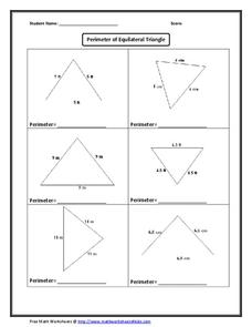 Perimeter of Equilateral Triangle Worksheet