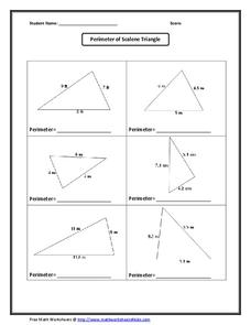 Perimeter of Scalene Triangle Worksheet