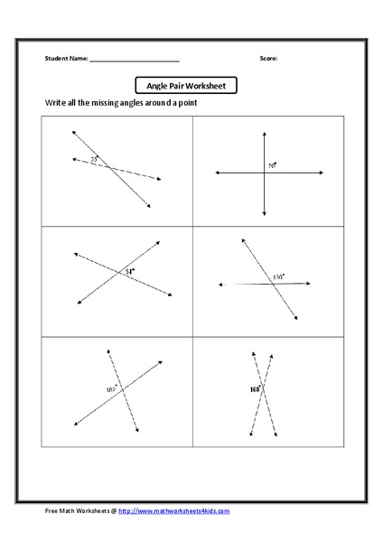 Vertical Angles Worksheet Worksheet