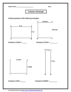 Perimeter of Rectangles Worksheet