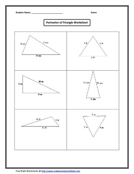 Perimeter of Triangle Worksheet Worksheet