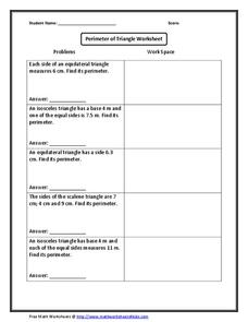 Perimeter of Triangle Worksheet Worksheet