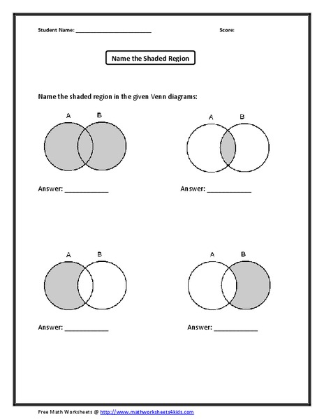 Name The Shaded Region Worksheet