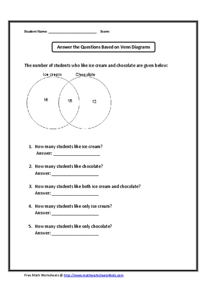 Answer the Questions Based on the Venn Diagram: Deductive Reasoning Worksheet