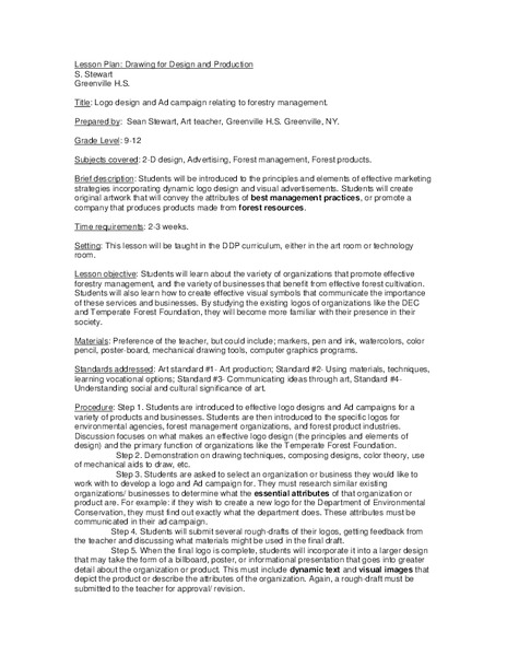 Logo Design and Ad Campaign Relating to Forestry Management. Lesson Plan