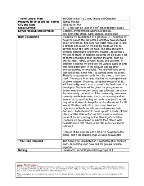 To Clear or Not To Clear, That Is the Question Lesson Plan