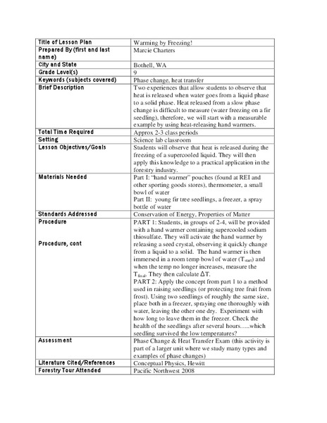 Warming by Freezing Lesson Plan
