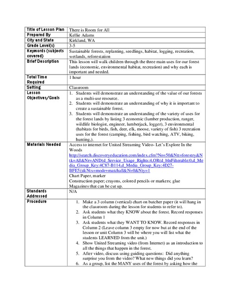 There is Room for All Lesson Plan