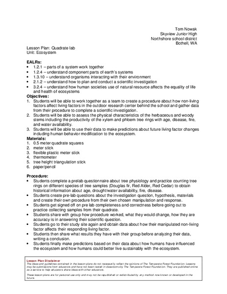 Quadrate Lab Lesson Plan